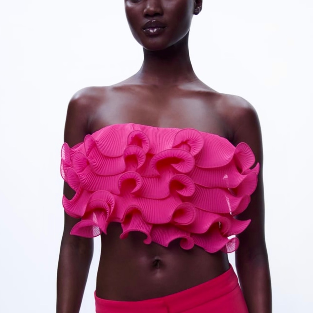 Zara Cropped Ruffled Top - Picture 10 of 10